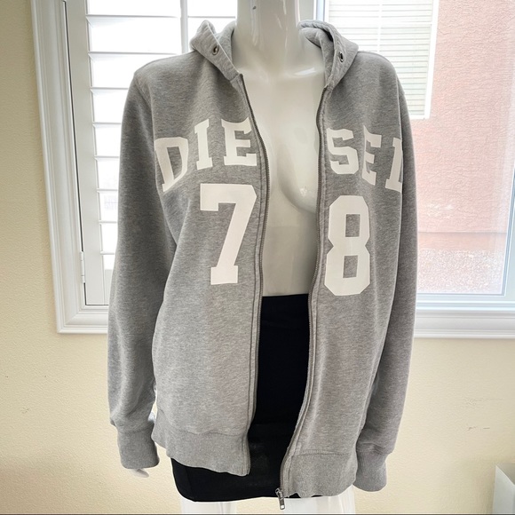 SOLD❤️ DIESEL Mens Size L Grey Hoodie Jacket - Picture 3 of 10